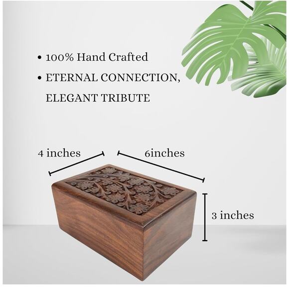 Keepsake Urn for Ashes, Wooden Urn Human Pet Ash Funeral Cremation Urn LARGE - Picture 5 of 8